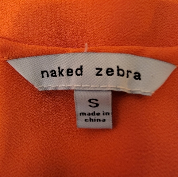 NAKED ZEBRA Ruffle Jersey Top Orange Sleeveless V Neck Front Pocket Women Small - Picture 6 of 9